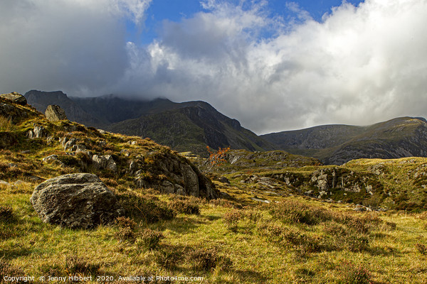 Glyderau mountain range Cwm Idwal Snowdonia Picture Board by Jenny Hibbert
