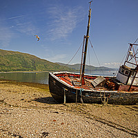 Buy canvas prints of Abandoned boat in Ardgour Western Scotland by Jenny Hibbert