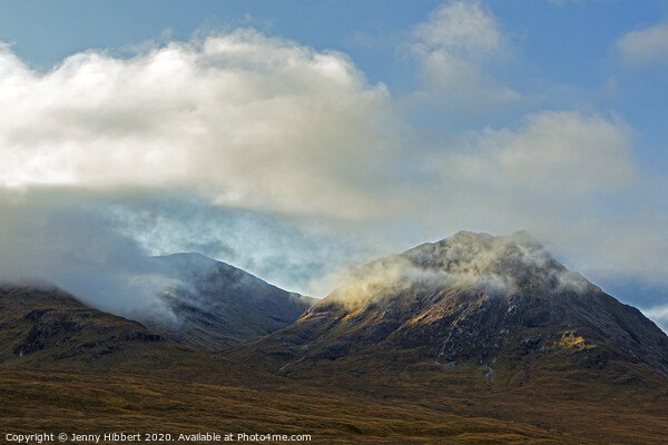 Mountains at Glencoe in low cloud Picture Board by Jenny Hibbert
