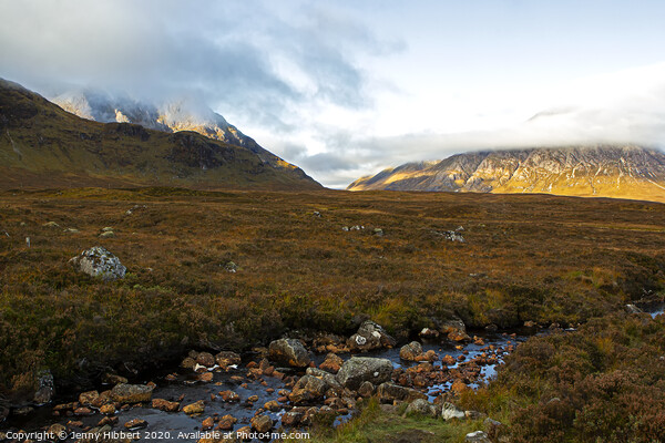 Stream running through Glencoe mountain pass Picture Board by Jenny Hibbert