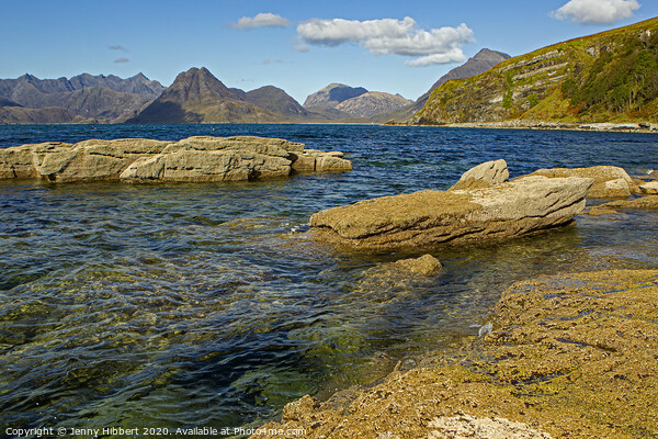 Elgol looking across Loch Scavaig with the Cuillins in the distance Picture Board by Jenny Hibbert