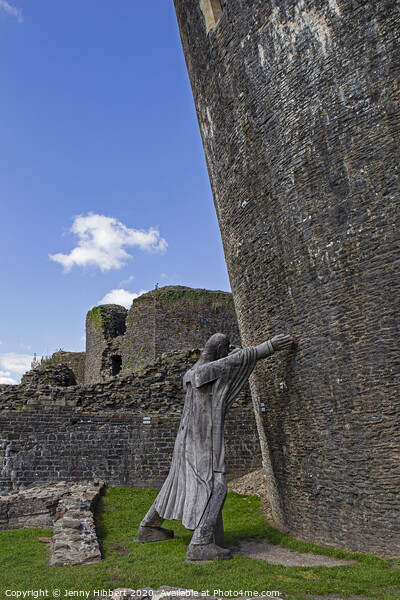 Marquess trying to hold up leaning tower of Caerphilly Castle Picture Board by Jenny Hibbert