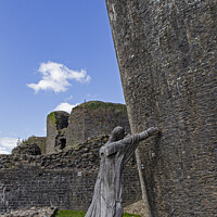 Buy canvas prints of Marquess trying to hold up leaning tower of Caerphilly Castle by Jenny Hibbert