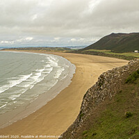Buy canvas prints of Looking down on Rhossili Bay, Gower Peninsular by Jenny Hibbert