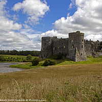 Buy canvas prints of View of Carew castle with tidal pool by Jenny Hibbert