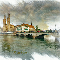 Buy canvas prints of Zurich Cityscape 3 by DiFigiano Photography