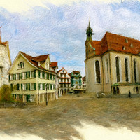 Buy canvas prints of St. Gallen Cityscape 2 by DiFigiano Photography