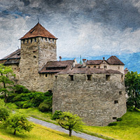 Buy canvas prints of Vaduz Castle Digital Oil Painting by DiFigiano Photography