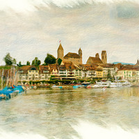 Buy canvas prints of Rapperswil Cityscape 2 by DiFigiano Photography