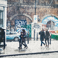 Buy canvas prints of Shoreditch rain by Hannan Images