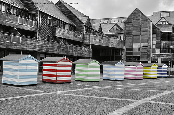 falmouth,Beach Huts,colour pop Picture Board by kathy white