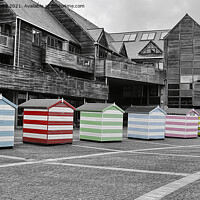 Buy canvas prints of falmouth,Beach Huts,colour pop by kathy white