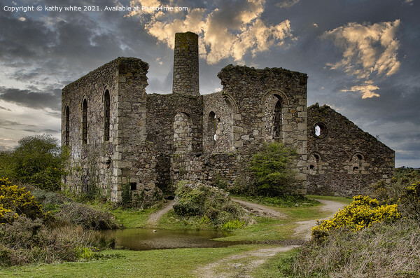Old tin mine, engine house Cornwall,  Picture Board by kathy white