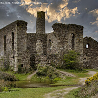 Buy canvas prints of Old tin mine, engine house Cornwall,  by kathy white