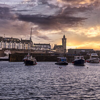 Buy canvas prints of  Porthleven  Cornwall,sunet,storm by kathy white