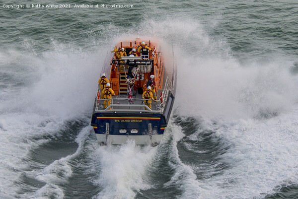 Lifeboat  Cornwall, Lizard Lifeboat rough,stormy   Canvas Print by kathy white