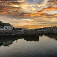 Buy canvas prints of Majestic Sunset over Porthleven Harbour by kathy white