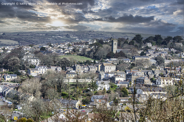 Helston  Cornwall from the hill top Picture Board by kathy white