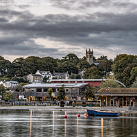 Buy canvas prints of Helston boating lake with the olds catle market by kathy white