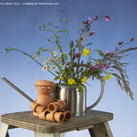 Buy canvas prints of Flower pot man with wild flowers by kathy white
