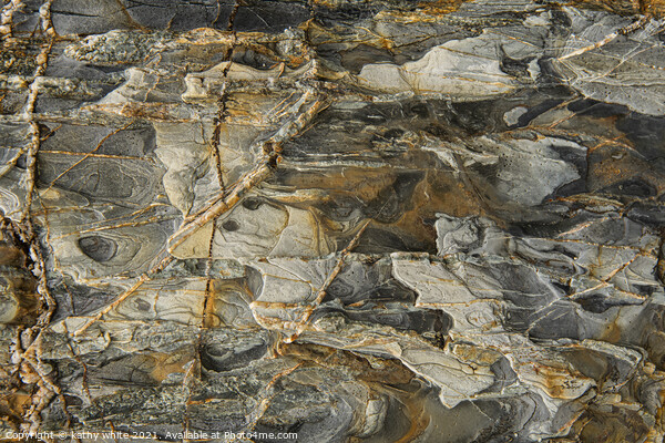 Sedimentary Veins of Porthleven Cliffs Picture Board by kathy white