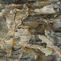 Buy canvas prints of Sedimentary Veins of Porthleven Cliffs by kathy white