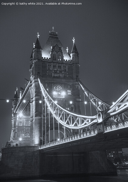 Tower Bridge London Black and white Picture Board by kathy white