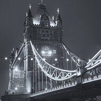 Buy canvas prints of Tower Bridge London Black and white by kathy white