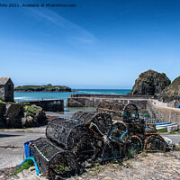 Buy canvas prints of Lobster Pots, Old Net Loft, Mullion Cove, by kathy white