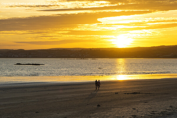 Romantic walk,golden sunset,Cornwall Picture Board by kathy white
