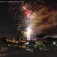 Buy canvas prints of Helston Cornwall Fireworks by kathy white