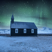 Buy canvas prints of ,Black church Iceland,the Búðakirkja. . by kathy white