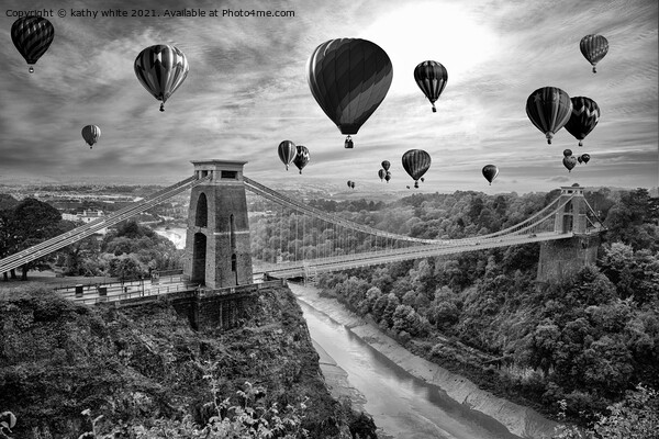 Bristol Balloon fiesta black and white Picture Board by kathy white
