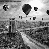 Buy canvas prints of Bristol Balloon fiesta black and white by kathy white
