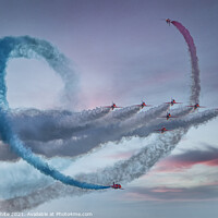 Buy canvas prints of Red arrows, in a cornish sky,smoke trails,  by kathy white