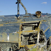 Buy canvas prints of Inside an abandoned old  helicopter by kathy white