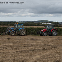 Buy canvas prints of Tractors  in a Cornish field by kathy white