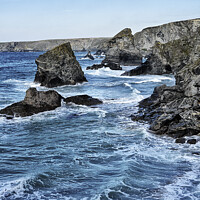 Buy canvas prints of Bedruthan Steps, Cornwall Poldark  by kathy white