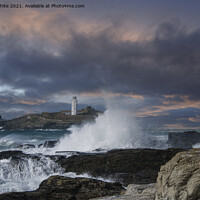 Buy canvas prints of Storm approaching Godrevy  lighthouse by kathy white