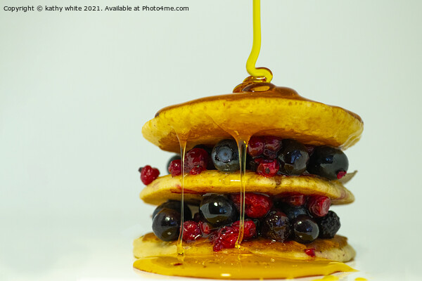 Pancakes with fresh blue berries Picture Board by kathy white