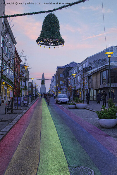 Reykjavik Iceland Rainbow road  Picture Board by kathy white