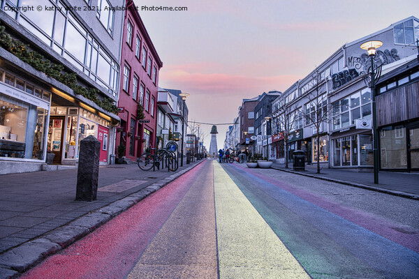 Reykjavik Iceland Rainbow road  Picture Board by kathy white