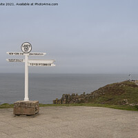 Buy canvas prints of  The Iconic Signpost lands end Cornwall by kathy white