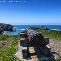Buy canvas prints of Mullion Cove, Cornwall, looking out to sea by kathy white