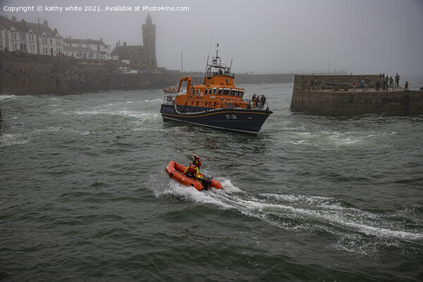 RNLI Porthleven lifeboat day Picture Board by kathy white