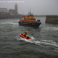 Buy canvas prints of RNLI Porthleven lifeboat day by kathy white