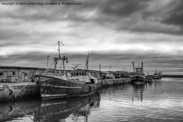 fishing boats ,black and white Picture Board by kathy white