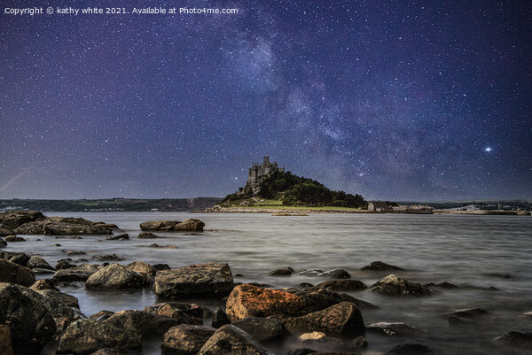 St Michael's Mount Cornwall, milky way Picture Board by kathy white