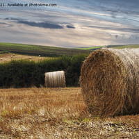 Buy canvas prints of Straw bails  Cornwall countryside autumn by kathy white