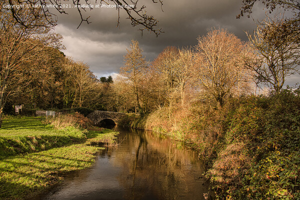 Autumn at Penrose, Zachary bridge, river Cober Picture Board by kathy white